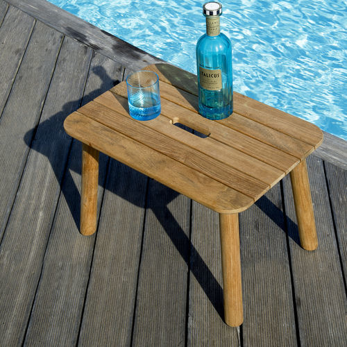 Tavolino basso contemporaneo - PEVERO - Unopiù - in teak / con supporto in teak / rettangolare