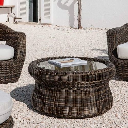 Tavolino basso contemporaneo - Agorà - Unopiù - in fibre sintetiche / con supporto in alluminio / rotondo