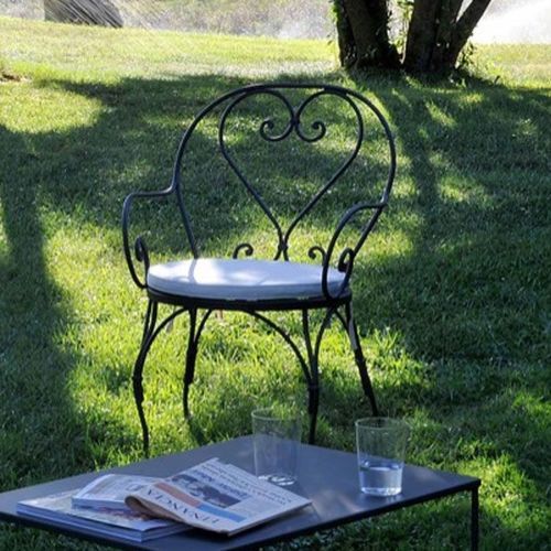 Sedia da giardino contemporanea - AURORA  - Unopiù - da esterno / in ferro modellato / con supporto in ferro forgiato