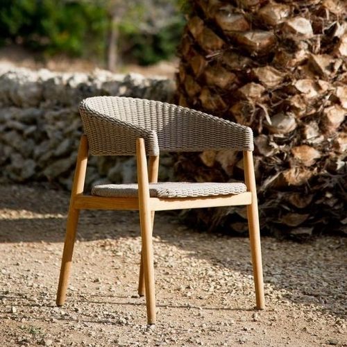 Poltrona contemporanea - PEVERO - Unopiù - in fibra sintetica / in teak / grigia