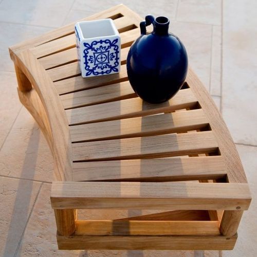 Tavolino basso contemporaneo - Pevero - Unopiù - in teak / con supporto in teak / curvo