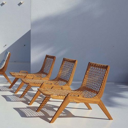 Chauffeuse contemporanea - Synthesis  - Unopiù - in tessuto / in teak / fatta a mano