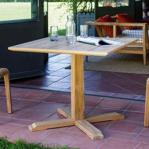 Tavolo contemporaneo - SYNTHESIS - Unopiù - in teak / con supporto in teak / quadrato