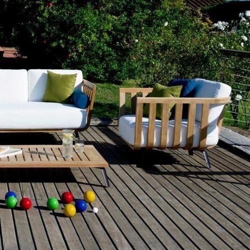 Poltrona contemporanea - Welcome  - Unopiù - in tessuto / in teak / in teak