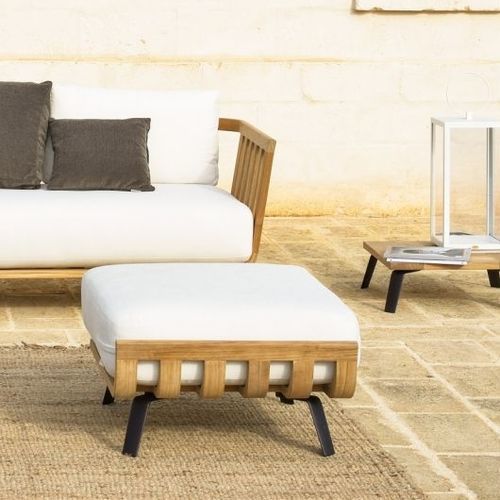 Pouf contemporaneo - Welcome  - Unopiù - in teak / in alluminio / in poliolefina