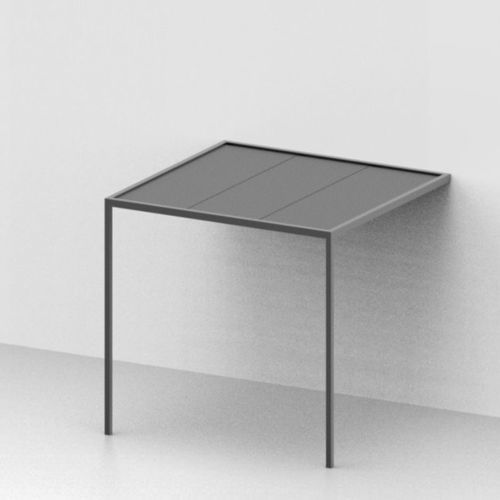 Pergola addossata - Shibuya® - Unopiù - in alluminio / con copertura in legno / con protezione solare