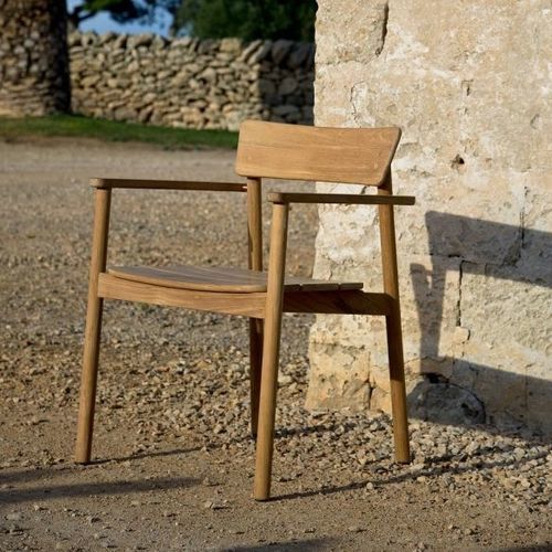 Sedia da giardino contemporanea - Pevero  - Unopiù - da esterno / in teak / con supporto in teak