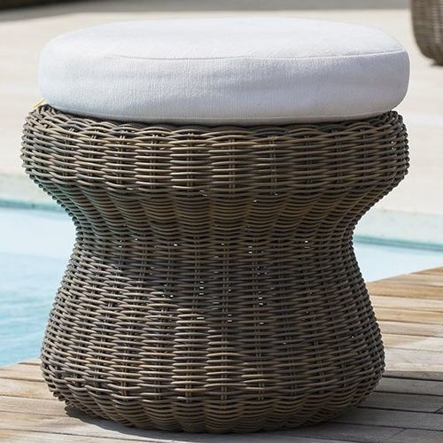 Pouf contemporaneo - Agor&agrave; - Unopiù - in alluminio / in fibre sintetiche / tondo