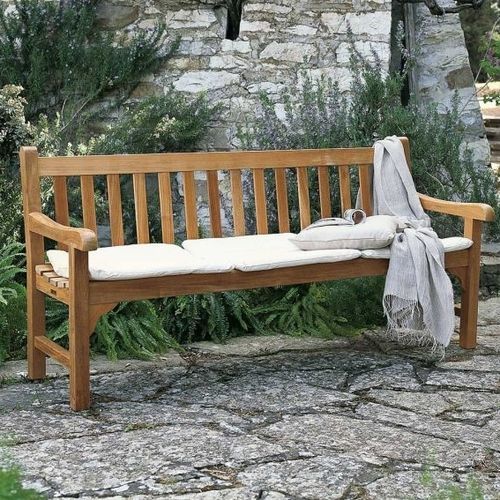 Panca tradizionale - Chelsea  - Unopiù - in teak / in tessuto acrilico / con schienale