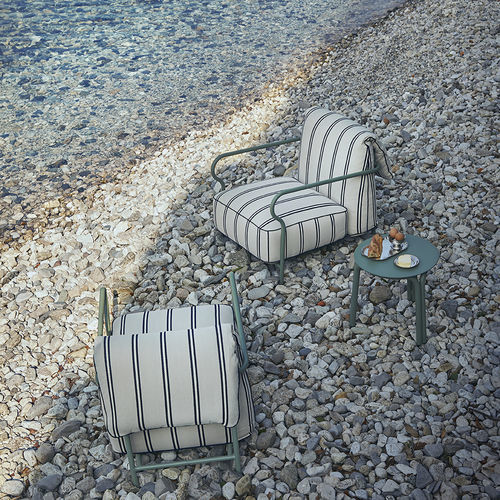 Tavolo d'appoggio contemporaneo - SALÒ  - Unopiù - in alluminio / in gres porcellanato / con supporto in alluminio