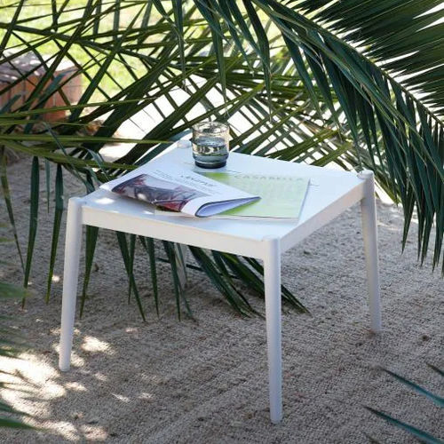 Tavolino basso contemporaneo - LUCE - Unopiù - in gres / con supporto in alluminio / rettangolare