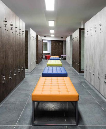 Panca contemporanea - PANKA : PSC120-180 - GEKIPS - in acciaio con rivestimento a polvere / in ecopelle / imbottita