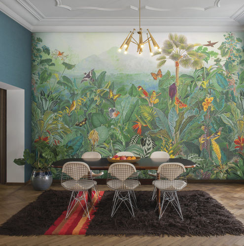 Rivestimento murale per interni - Birds of Paradise — BOP401 - Omexco - in cellulosa / in poliestere / con motivo stampato