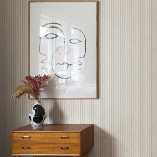 Carta da parati contemporanea - BRITA - SAND BERG - a righe / celeste / beige