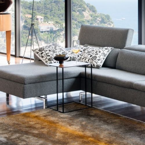 Tavolo d'appoggio contemporaneo - ASCOT JR-t938 - JORI - in pelle / con supporto in metallo laccato / con supporto in metallo cromato