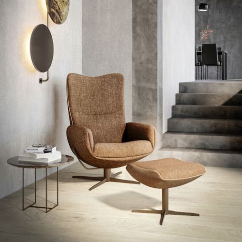 Poltrona contemporanea - TIME-OUT - JORI - in tessuto / in pelle / con poggiapiedi