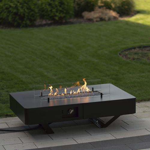 Braciere da giardino a gas - Rio Table  - Planika - in acciaio galvanizzato / in vetro temprato / rettangolare