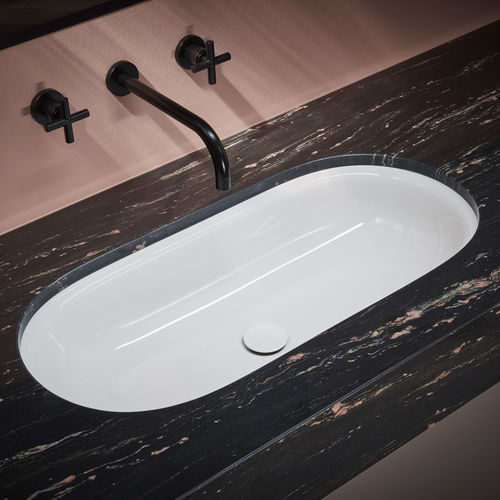 Lavabo sottopiano - BetteComodo  - Bette GmbH & Co. KG - in metallo smaltato / con piano integrato / ovale