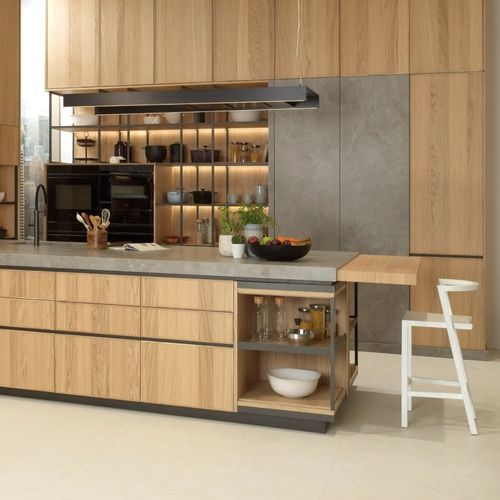 Cucina contemporanea - E7.00R - GAMADECOR – PORCELANOSA Grupo - in quercia naturale / a L / di grandi dimensioni