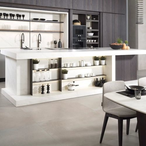 Cucina contemporanea - E7.90FS &middot; E4.90F - GAMADECOR – PORCELANOSA Grupo - in rovere / con isola / a scomparsa