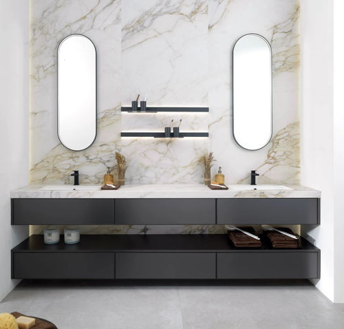 Mobile da bagno con illuminazione integrata - SYMPHONY - GAMADECOR – PORCELANOSA Grupo - per uso residenziale / impiallacciato in legno / in pietra sinterizzata