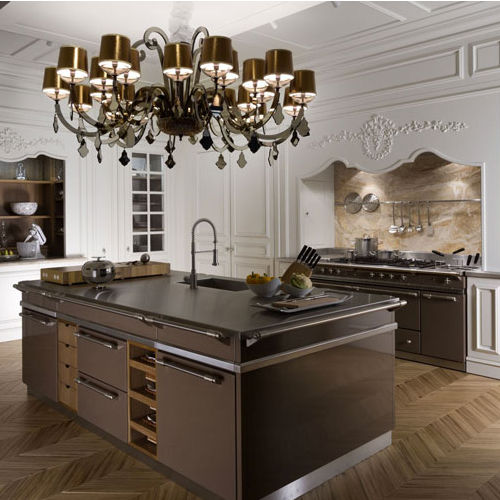 Cucina classica - FLORAL - L'OTTOCENTO - in legno laccato / con isola / con impugnature