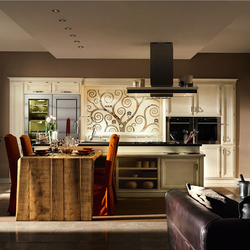 Cucina contemporanea - MONTEREY - L'OTTOCENTO - impiallacciata in legno / con isola / con impugnature