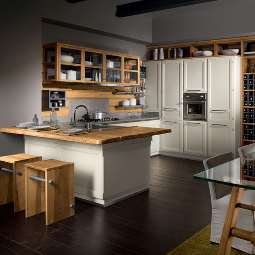 Cucina contemporanea - LIVING DESIGN - L'OTTOCENTO - impiallacciata in legno / in legno laccato / a L