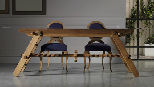 Tavolo classico - COMPASSO - L'OTTOCENTO - in legno / con supporto in legno / rettangolare