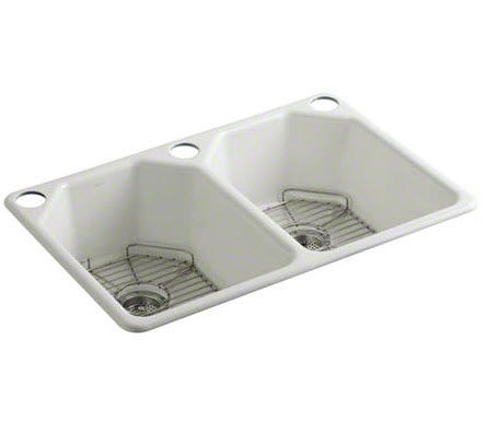 Lavello a 2 vasche - KALLISTA - L20305-00 - KALLISTA - senza gocciolatoio / in ghisa / sottotop