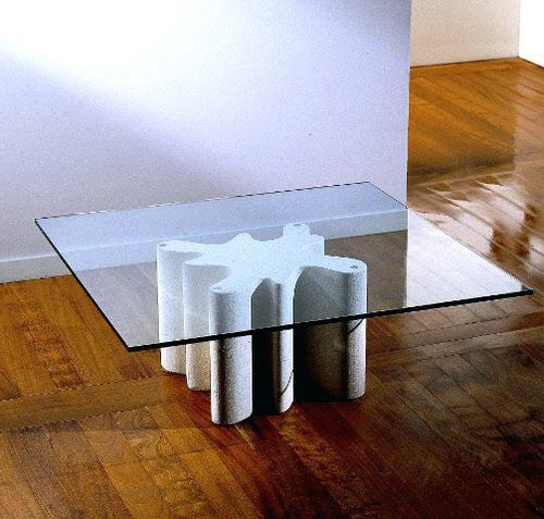 Tavolino basso contemporaneo - Splash - stonebreakers - in vetro / con supporto in pietra / quadrato
