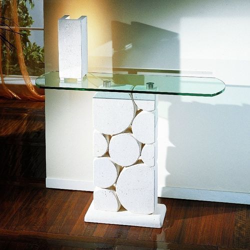 Consolle contemporanea - Sfera - stonebreakers - in vetro / con supporto in pietra / rettangolare