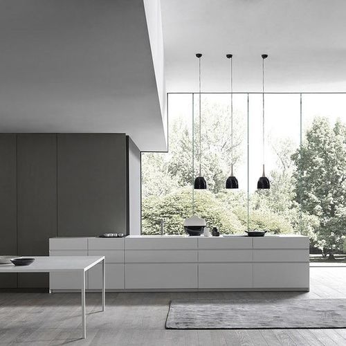 Cucina contemporanea - FLY - MODULNOVA - in legno / in gres porcellanato / con isola