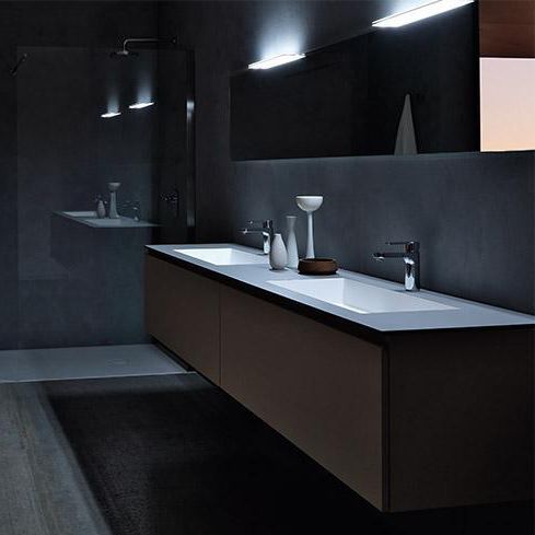 Mobile lavabo doppio - LIGHT - MODULNOVA - sospeso / in legno / in laminato