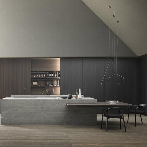 Cucina contemporanea - BLADE LAB - MODULNOVA - in legno / in pietra / con isola