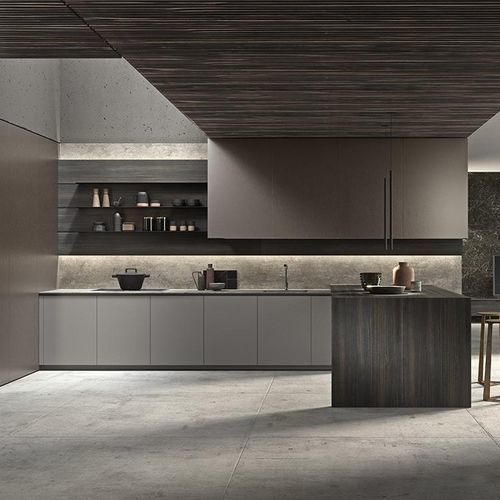 Cucina contemporanea - TWENTY - MODULNOVA - in legno / in gres porcellanato / con isola
