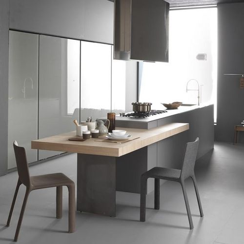 Cucina contemporanea - LIGHT - MODULNOVA - in legno / a L / con maniglia integrata