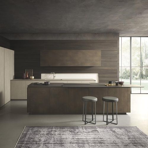 Cucina contemporanea - SKILL - MODULNOVA - in legno / in gres porcellanato / con isola