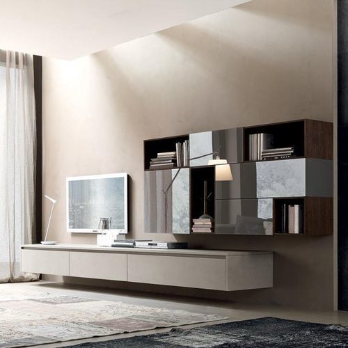 Parete attrezzata TV contemporaneo - TWENTY - MODULNOVA - in legno / in pietra / modulare