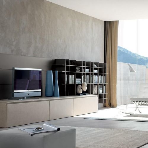 Mobile porta TV contemporaneo - TWENTY RESINA - MODULNOVA - con cassetti / con ripiani / in legno