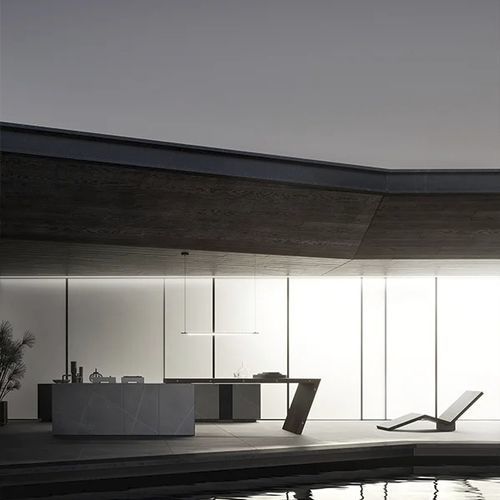 Cucina da esterno - PROJECT 04 - MODULNOVA - contemporanea / in gres porcellanato / con isola