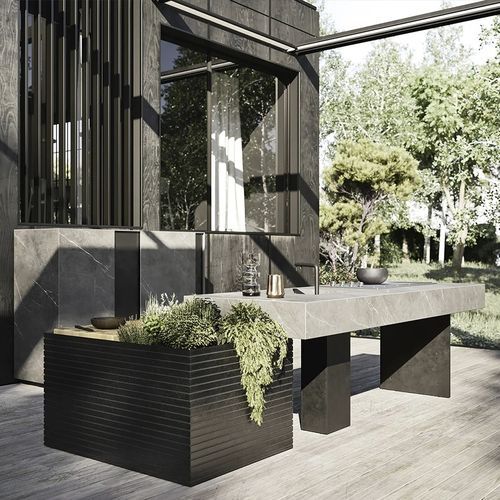 Cucina da esterno - PROJECT 05 - MODULNOVA - contemporanea / in pietra / con isola