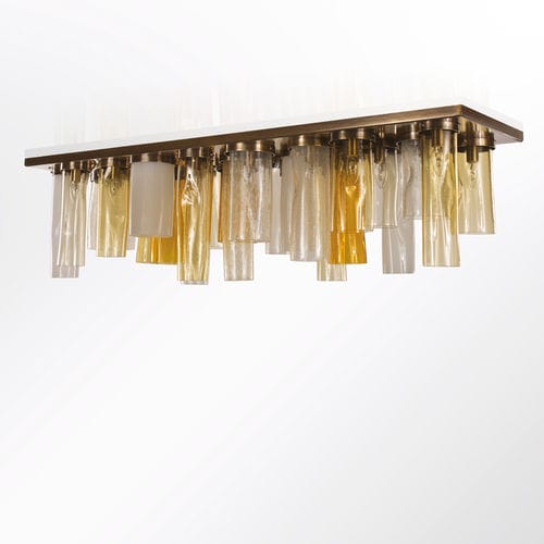 Plafoniera contemporanea - SKYLINE - MULTIFORME - rettangolare / in metallo / in vetro soffiato