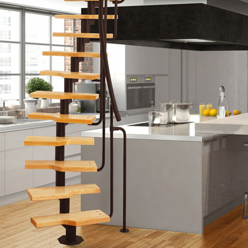 Scala curva - MINI - Atrium - con gradini in legno / con struttura in metallo / contemporanea