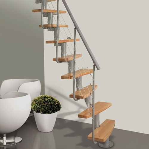 Scala dritta - MINI PLUS - Atrium - con gradini in legno / con struttura in metallo / contemporanea