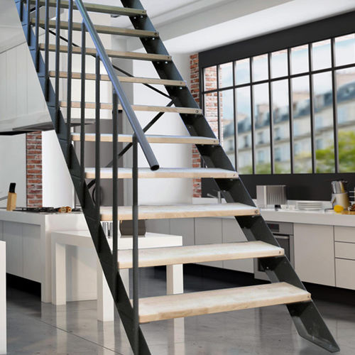 Scala dritta - STEP PLUS - Atrium - con gradini in legno / con struttura in metallo / contemporanea