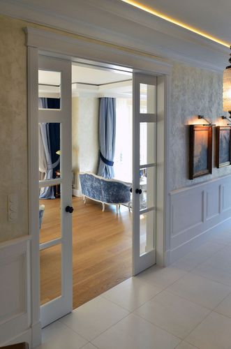 Porta da interno - AKAN-handmade furniture - in legno / scorrevole / semivetrata