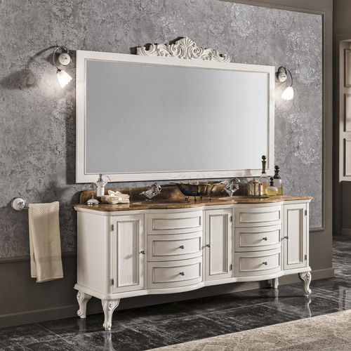 Mobile lavabo doppio - PLUS - EBAN - da appoggio / in legno massiccio / in ceramica