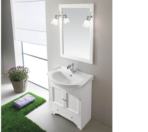 Mobile lavabo da appoggio - CARLA - EBAN - in legno massiccio / in ceramica / classico