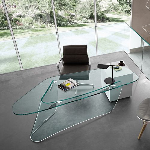 Scrivania direzionale - GRAPH   - FIAM ITALIA - contemporanea / in vetro / per lo smartworking
